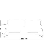 كنبة ثلاث مقاعد كتان خشب سويدى - بيج