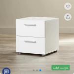 طاولة سربر جانبية  خشب ام دي اف- أبيض